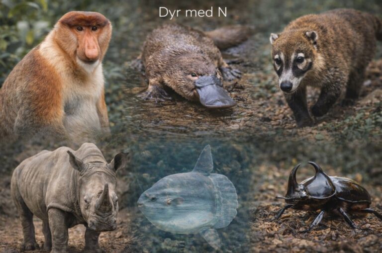 dyr der starter med N