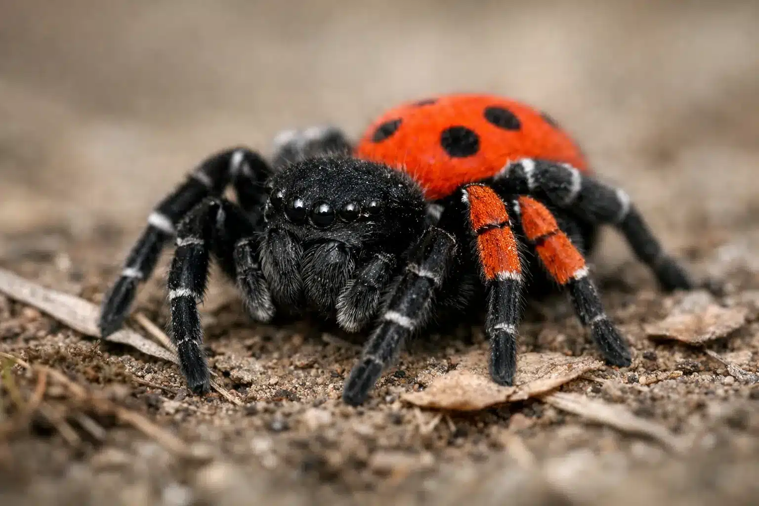 Giftige edderkopper i Danmark - De 12 der kan bide 8 Mariehøneedderkop