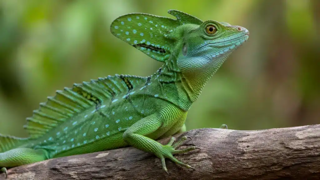 Grøn basilisk (Basiliscus plumifrons) 2 Groen basiliskBasiliscus plumifrons